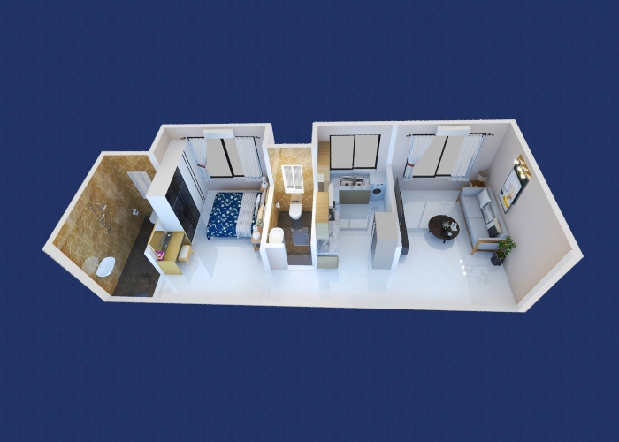 Krishna Kunj 360 1 BHK Floor Plan - Residential Property Floor Plan Goregaon West