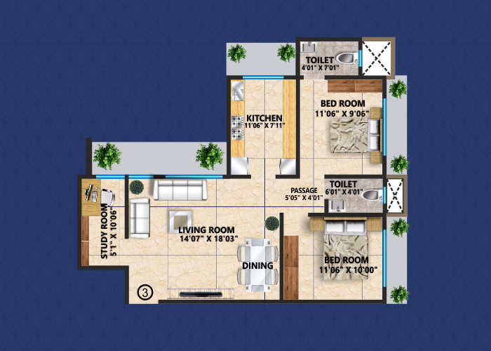 Krishna Kunj 360 2.5 BHK Floor Plan Thumbnail - Residential Property Goregaon West